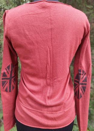 Why not брендовый свитер тёплый красного цвета шерсть коттон хлопок с флагом британии6 фото