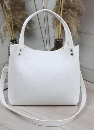 Женская стильная и качественная сумка из искусственной кожи белая1 фото