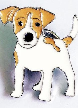 Брошь брошка значок пин джек рассел терьер пес собака металл эмаль