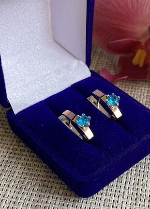 Срібні сережки з пластинами із золота