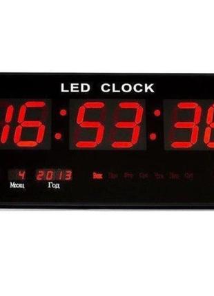 Часы настенные электронные с календарем термометром будильником led digital clock 4622 red/красные1 фото