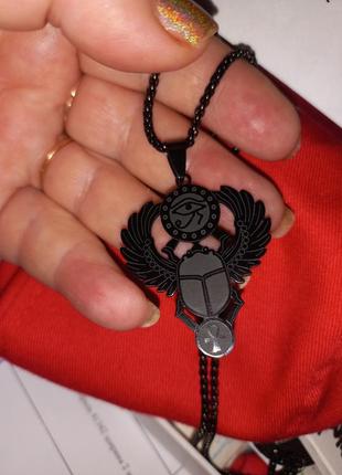 Амулет totem защитный оберег подвеска кулон медальон талисман на шею жук скарабей чеканка черный3 фото