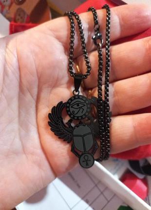 Амулет totem защитный оберег подвеска кулон медальон талисман на шею жук скарабей чеканка черный5 фото
