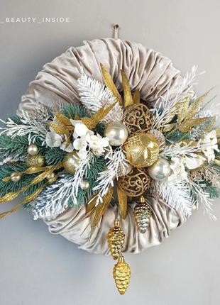 Новорічний віночок, віночок на двері, віночок різдвяний