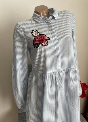 Хлопковое платье рубашка с вышивкой5 фото