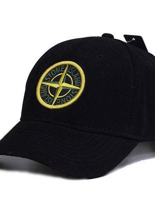 Кепка stone island чорна, брендова якісна бейсболка stone island