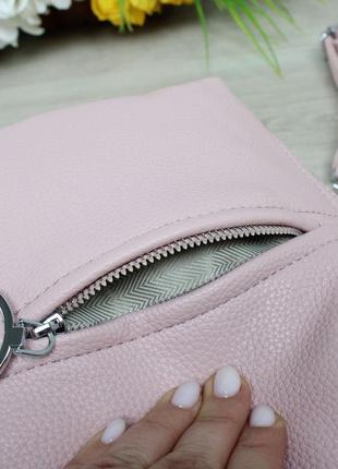 Женская стильная и качественная сумка из эко кожи розовая6 фото