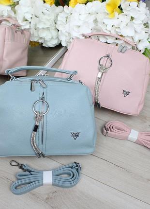 Женская стильная и качественная сумка из эко кожи розовая7 фото