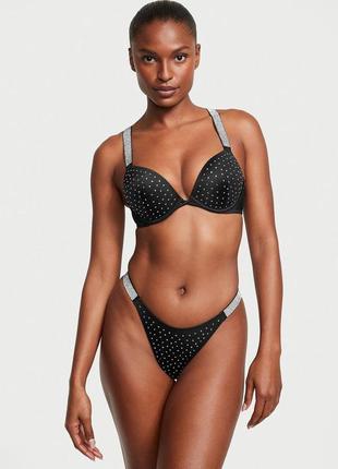 Жіночій купальник victoria's secret bikini top shine strap bombshell push-up thong black 70b/xs