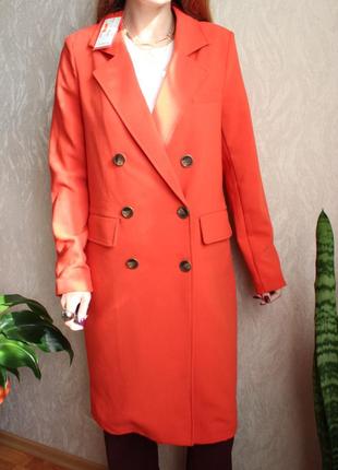 Новое оранжевое пальто amisu 38 размер м1 фото