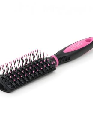 Туннельная щетка для волос с крупными пластиковыми зубцами длина 24 см черный + розовый dagg 2052 ex1 фото