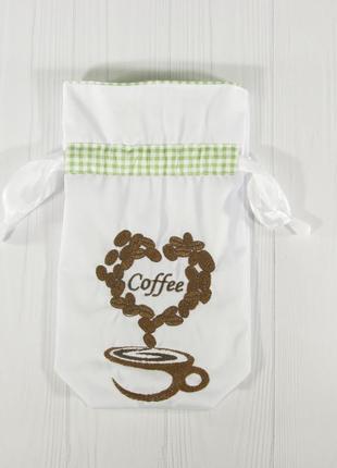 Набор мешочков для хранения кофе / подарочный с завязками / зерна кофе и чашка кофе с сердцем / пп “светлана –4 фото