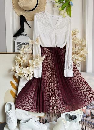 Комплект юбка плиссе и натуральная  белоснежная блуза