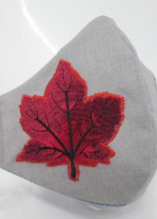 Маска дизайнерська вишивка коттон щільна тканина захист лист мв-49