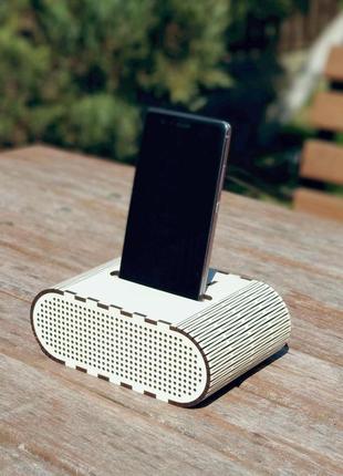 Біла підставка під телефон без bluetooth без електролектрики акустична підставка підсилювач звуку еко холдер