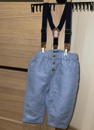 Шикарные, качественные брюки на мальчика kiabi 12 мес с затяжками2 фото