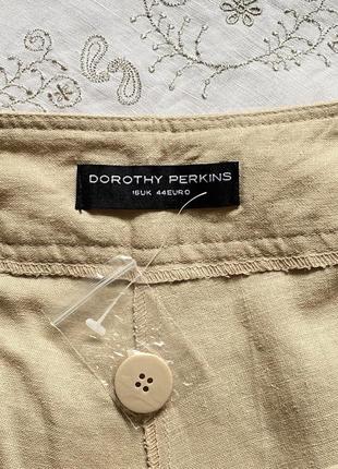 Льняные натуральные бежевые песочные брюки dorothy perkins широкие палаццо прямые большой размер8 фото