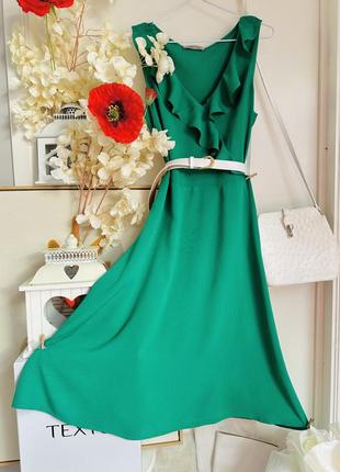 Натуральное зеленое платье миди от ann field