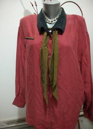 Шелковая женская блузка с шарфом. блуза из натурального шелка.3 фото