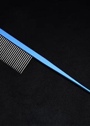 Професійний металевий синій гребінець з ручкою для хатніх тварин 18 см univinlions 80210
