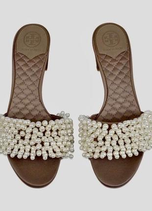 Tory burch шлепки мюли с жемчугом7 фото