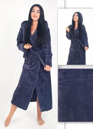 Женский махровый теплый халат , длинный1 фото