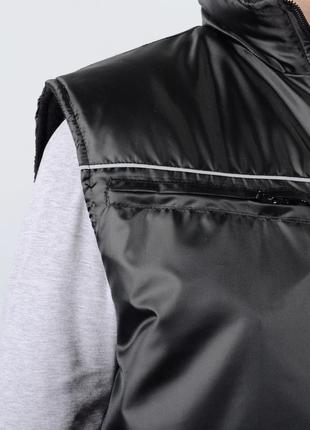 Чоловічий зимовий жилет новатор, на флісі, тканина oxford, колір - чорний6 фото