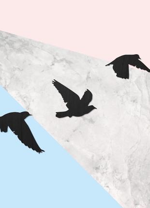 Птахи декор стіни чорний декор три птахи на стіні настінний декор дерев'яне панно...