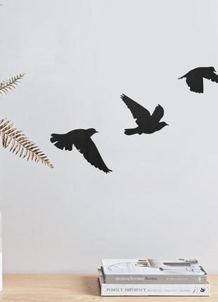 Птахи декор стіни чорний декор три птахи на стіні настінний декор дерев'яне панно...