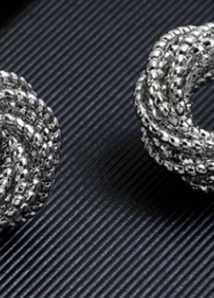 Кліпси сережки (без проколювання) сріблястий метал пр-во корея типу калач плетіньє