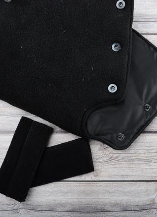 Муфта рукавички відрядна, на коляску / санки, для рук, чорний фліс, іменна олександр (колір - чорний)2 фото