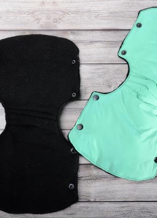 Муфта рукавички раздельные, на коляску / санки, универсальная, для рук, черный флис...