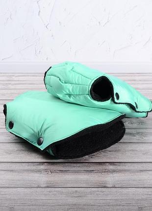 Муфта рукавички раздельные, на коляску / санки, универсальная, для рук, черный флис...