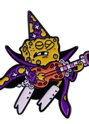 Губка боб спанч боб брошь брошка значок пин металл sponge bob элвис с гитарой