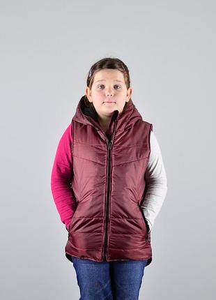 Жилет детский, подростковый, ткань - балонь, цвет - бордовый 146 размер