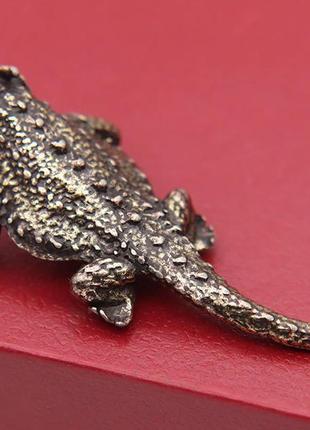 Фигурка статуэтка сувенир латунная металл латунь дракон ящер ящерица игуана варан3 фото