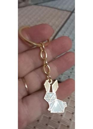 Брелок металл заяц кролик оригами