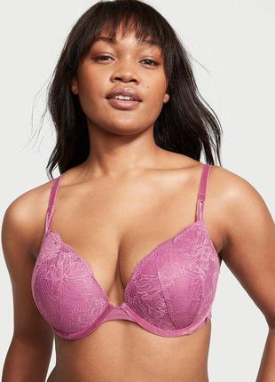 Бюстгальтер victoria's secret sexy tee fleur noir lace push-up bra 36c розовый