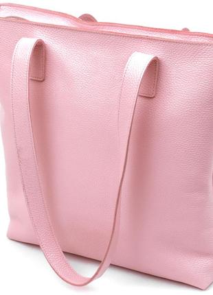 Вместительная кожаная женская сумка-шоппер shvigel 16356 розовый