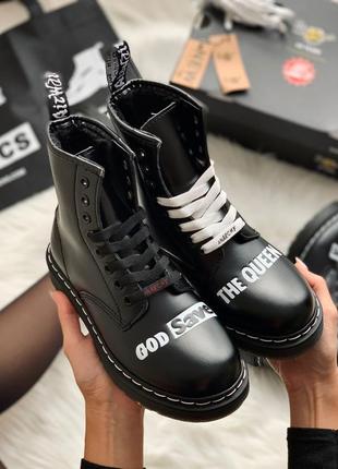 Черевики зимові з хутром dr. martens sex pistols black rolled smooth fur черевики