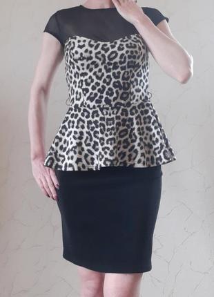 Леопардовая блузка с баской