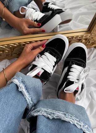 Женские кеды в стиле vans knu school black/white platform.3 фото