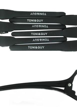 Зажимы для волос надпись toni&guy 10 см черный цена за 6 шт.