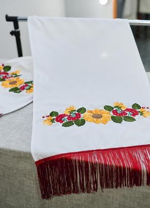 Рушник под ноги молодым / машинная вышивка / оникс / цвет - белый / 150х44