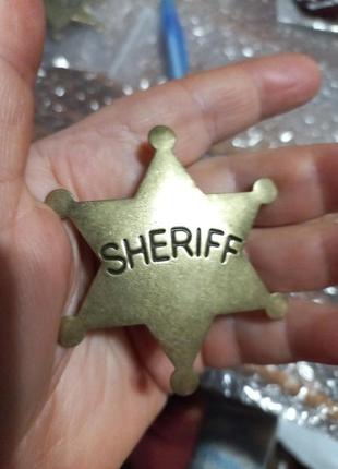 Броша піктограма знак шериф sheriff поліція метал під старою срібною