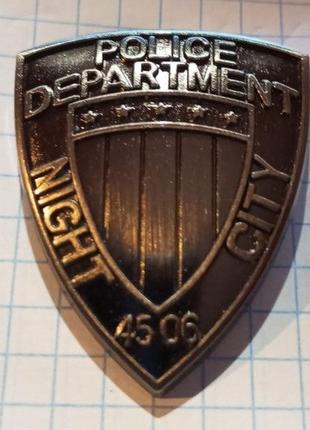 Брошь брошка значок металл police department night city 4506