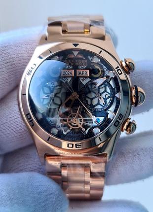 Чоловічий годинник reef tiger rga703 gold bubble automatic skeleton 45mm нові2 фото