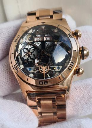 Чоловічий годинник reef tiger rga703 gold bubble automatic skeleton 45mm нові7 фото