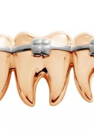 Медицинская брошь брошка имплант зуб зубик коронка металл подарок стоматологу брекеты