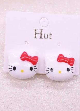 Детские клипсы серьги сережки (без прокола) для принцессы кошка котик китти hello kitti hot мордочка